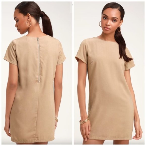 Lulus Dresses & Skirts - Lulus Shift and Shout Beige Shift Dress - Small